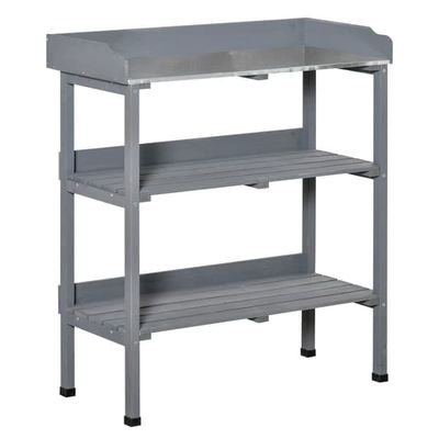 Istutuspöytä metallitasolla 76x37x89 cm – puutarhapöytä parvekkeelle & puutarhaan