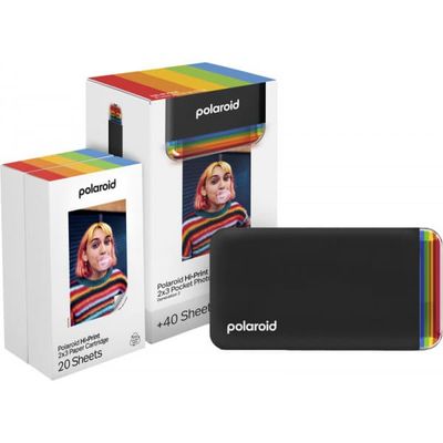 Polaroid Hi-Print Gen 2 -printer + 2 pakker Polaroid Hi-Print -printerpapir, sort