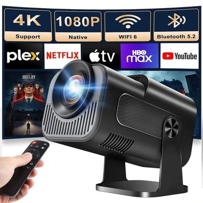 Mini 4K Projektor Full HD 1080p – Smart Android 11, 300 ANSI, WiFi 6, Bluetooth 5.0, 180° Rotationsbar