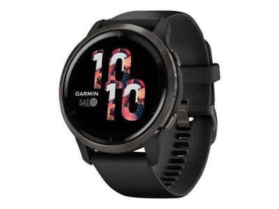 Garmin Venu 2 - 45 mm - svart - sportsur med bånd - silikon - svart - håndleddstørrelse: 135-200 mm - display 1.3" - Bluetooth, Wi-Fi, ANT+ - 49 g