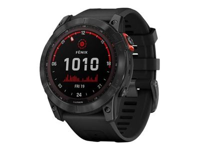 Garmin fenix 7X Solar - 51 mm - skifergrå - sportsur med bånd - silikon - svart - håndleddstørrelse: 127-210 mm - display 1.4" - 16 GB - Bluetooth, W