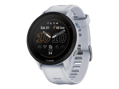 Garmin Forerunner 955 - Sportsur med stropp - silikon - håndleddstørrelse: 130-220 mm - display 1.3" - 32 GB - Bluetooth, Wi-Fi, ANT+ - 52 g - hvit s