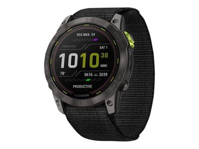 Garmin Enduro 2 - Ja sportsur med stropp - UltraFit nylon weave - svart - håndleddstørrelse: 110-220 mm - display 1.4" - 32 GB - Bluetooth, ANT+, Wi