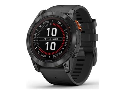 Garmin Fenix 7X Pro - Solar Edition - 51 mm - skifergrå - Ja sportsur med bånd - silikon - svart - håndleddstørrelse: 127-210 mm - display 1.4" - 32