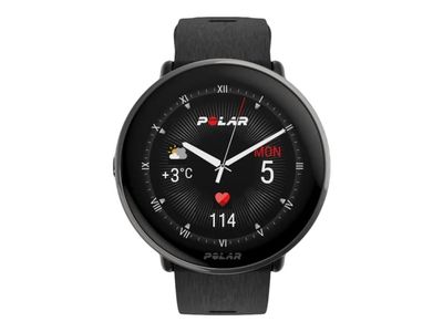 Polar Ignite 3 Titanium - Sportsur med bånd - silikon - svart - båndbredde: S/L - display 1.28" - 32 MB - Bluetooth - 36 g