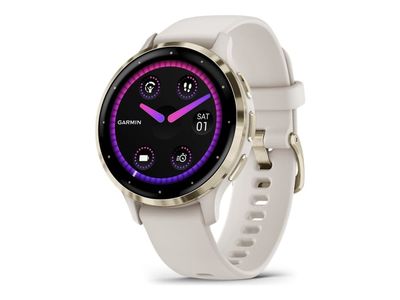 Garmin Venu 3S - 41 mm - elfenben - smartklokke med bånd - silikon - håndleddstørrelse: 110-175 mm - display 1.2" - 8 GB - Bluetooth, ANT+, Wi-Fi - 4