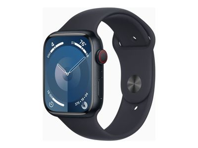 Apple Watch Series 9 (GPS + Cellular) - 45 mm - midnattsaluminium - smartklokke med sportsbånd - fluorelastomer - midnatt - båndbredde: M/L - 64 GB