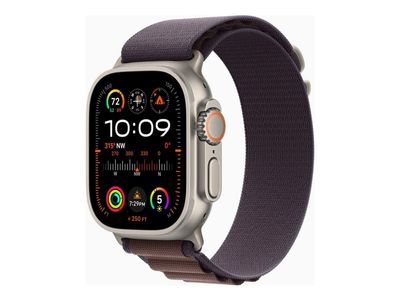 Apple Watch Ultra 2 - 49 mm - titan - smartklokke med Alpine Loop - tekstil - indigo - båndbredde: L - 64 GB - LTE, Wi-Fi, Bluetooth, UWB - 4G - 61.4