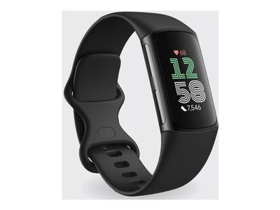 Fitbit Charge 6 - Svart aluminium - aktivitetssporer med uendelighetsbånd - silikon - obsidian - Bluetooth, NFC