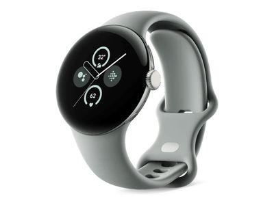 Google Pixel Watch 2 - Sjampagnegull-aluminium - smartklokke med aktivt bånd - fluorelastomer - hassel - båndbredde: S/L - 32 GB - Bluetooth, Wi-Fi,