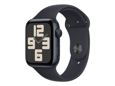 Apple Watch SE (GPS) - 2. generasjon - 44 mm - midnattsaluminium - smartklokke med sportsbånd - fluorelastomer - midnatt - båndbredde: M/L - 32 GB