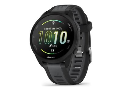 Garmin Forerunner 165 - Svart - sportsur med bånd - silikon - skifergrå - håndleddstørrelse: 126-203 mm - display 1.2" - 4 GB - Bluetooth, ANT+ - 39