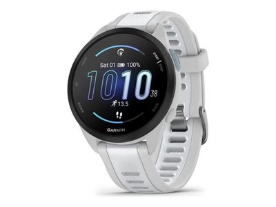 Garmin Forerunner 165 - Disgrå - sportsur med bånd - silikon - hvitstein - håndleddstørrelse: 126-203 mm - display 1.2" - 4 GB - Bluetooth, ANT+ - 39