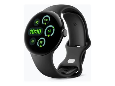 Google Pixel Watch 3 - 41 mm - mattsvart aluminium - smartklokke med aktivt bånd - fluorelastomer - obsidian - båndbredde: L - 32 GB - Bluetooth, Wi