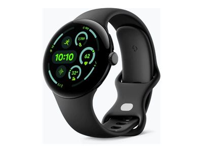 Google Pixel Watch 3 - 45 mm - mattsvart aluminium - smartklokke med aktivt bånd - fluorelastomer - obsidian - båndbredde: L - 32 GB - Bluetooth, Wi