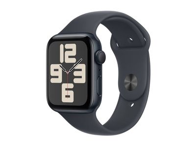 Apple Watch SE (GPS) - 2. generasjon - 44 mm - midnattsaluminium - smartklokke med sportsbånd - fluorelastomer - midnatt - båndbredde: M/L - 32 GB