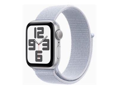 Apple Watch SE (GPS) - 2. generasjon - 40 mm - sølvaluminium - smartklokke med sportssløyfe - myk dobbeltlagsnylon - blå sky - håndleddstørrelse: 130