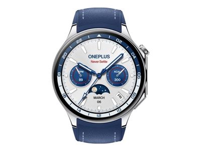 OnePlus Watch 2 - 46 mm - rustfritt stål - smartklokke med stropp - fluororubber - håndleddstørrelse: 140-210 mm - display 1.43" - 32 GB - Bluetooth,