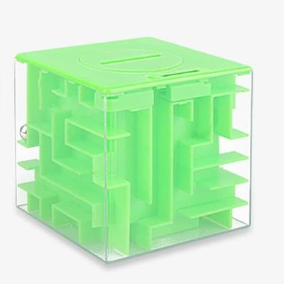 3D kube puslespill labyrint - rolig spargris för barn - Grønn