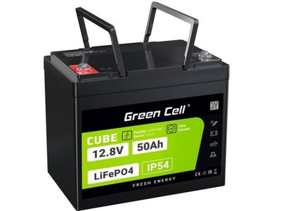 Green Cell LFPGC12V50AH, Litiumjärnfosfat (LiFePo4), 12 V, Svart, Grön, 50 Ah, 640 wh, 75 A