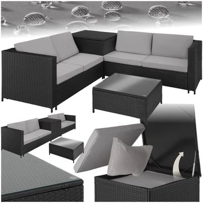 Loungesæt polyrattan Siena - sort/grå