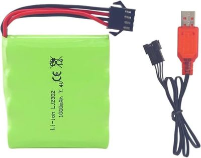 1-osainen ladattava 7.4V 1000mAh SM-4P USB-latauskaapelilla DE36W DE65 NO.1809 RC - Lisävarusteet kauko-ohjattaville leluille Akku