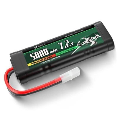 NiMH 7.2V 5000mAh oppladbart batteri med Tamiya-tilkobling og silikonkabel - 6 celler - Størrelse 135X47X24mm - Høy kapasitet for RC-modeller