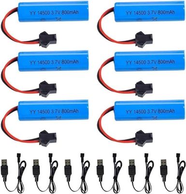 6 stk 3.7V 800mAh LiPo + USB SM-2P for C2 D828 – Tilbehør til Fjernstyrte Leker LiPo-batteri