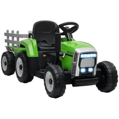 Eltraktor för barn – fjärrstyrning, upp till 6 km/h, grön/svart