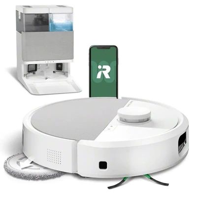 iRobot Roomba Plus 505 Combo Robot + AutoWash Dock, Uten pose, Hvit, Rund, 3 hjul, Lade, Purification, Rullebørste og sidebørste