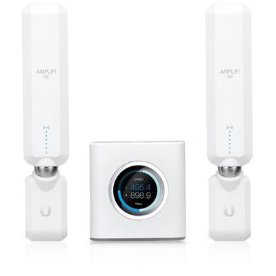Ubiquiti AmpliFi Home Router, 2x Mesh Points, Plug and Play, opptil 5 Gb/s, hvit