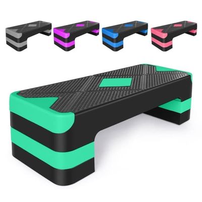 Justerbar aerobic Stepper, Step-Up træningsplatform, 68,5 cm trin med 10 cm, 15 cm, 20 cm højdejusterbare støtter (grøn)