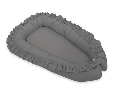 Babypuppe kravlegårdssvøb Premium med flæser MY SWEET BABY - antracit