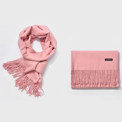 Lys rosa/beige sjal - Imitert kashmirsjal