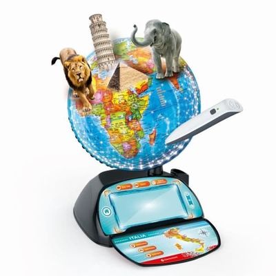 CLEMENTONI - Exploraglobe - Realtidsresor - 3 spellägen och 28 aktiviteter - Bluetooth-penna