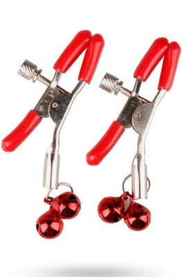 Double Bell Nipple Clamp Red Kjønnsleppeklemmer