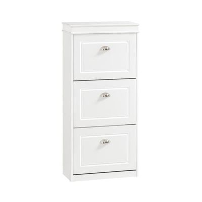 SoBuy Smalt skoskåp med 3 fack – 53x24x118cm | Hallförvaring | Vit FSR94-W