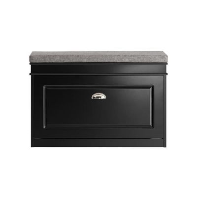 SoBuy Skobænk med hynde 75x24x51cm – Entrébænk med Skohylde | Sort FSR82-L-SCH