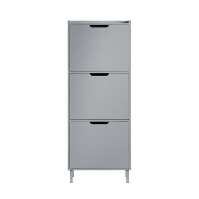 SoBuy Smalt skoskåp 50x19x129cm - Med 3 dörrar | Grå FSR151-H-HG
