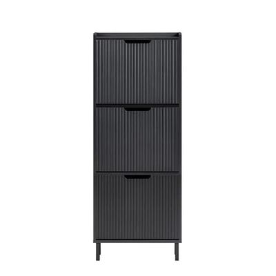 SoBuy Smalt skoskab med 3 klapdøre – 50x19x130cm | Rummer 6-9 par sko | Pladsbesparende | Sort FSR177-H-SCH