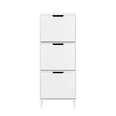 SoBuy Smalt skoskåp med 3 dörrar – 50x19x130cm | Hallförvaring | Vit FSR177-H-W