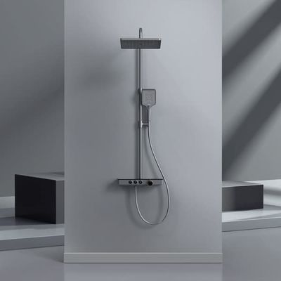EMKE Termostatbrusesæt: 45 cm plade, Regnbruser, Håndbruser 3 dyser, KTW, Antracit mat