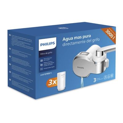 PHILIPS AWP3705P3 -vesihanaan asennettava suodatin näytöllä ja laskurilla. Mukana 3 suodatinpatruunaa.