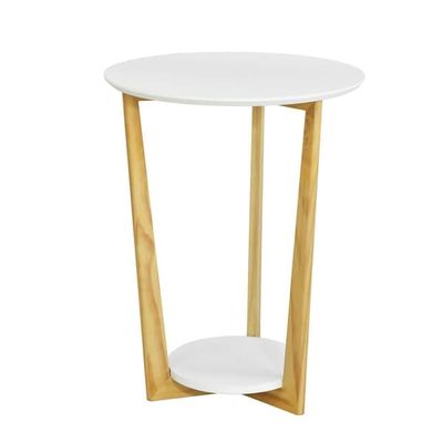 SoBuy Sofabord Hjørnebord Cafébord med hylder Længde 45 cm Bredde 45 cm Højde 60 cm hvid FBT52-WN