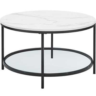 Vasagle LCT071B13 sofabord, stuebord, sofabord, med glas top, sort ramme