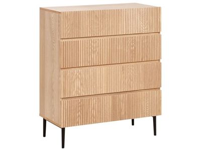Kommode Brun MDF Metallben 4 skuffer Riflet front Moderne design Oppbevaring