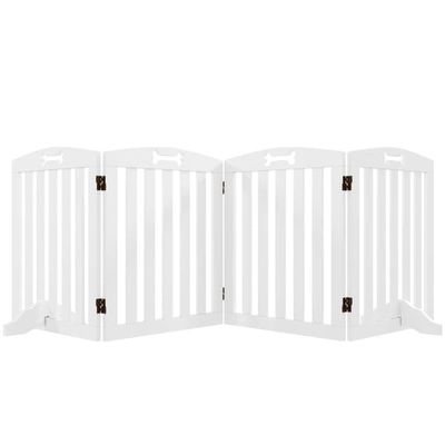 Hundgrind 4-delad 207,5x61 cm, hopfällbar med 2 stöd, fristående trappgrind, vit