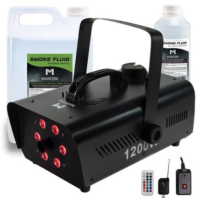 Marconi 1200W 6 LED røykmaskin pakke