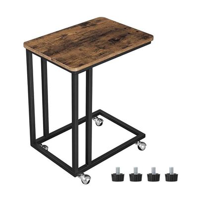 Sofabord på hjul vintage brun-sort - 50 x 35 x 60 cm - sidebord