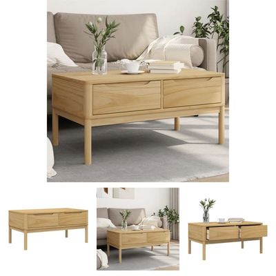 The Living Store sofabord FLORO 99x55,5x45 cm massivt fyrretræ gyldenbrun - Sofaborde